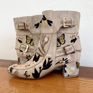 Laurence Dacade Floral Embroidered Ankle Boots whimsy Cottagecore
